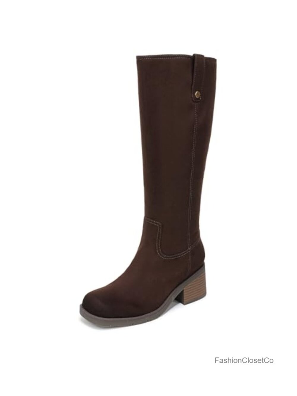 Dr. Scholl's Joplin Women's Knee High Riding Boots Faux Suede Block Heel Zip